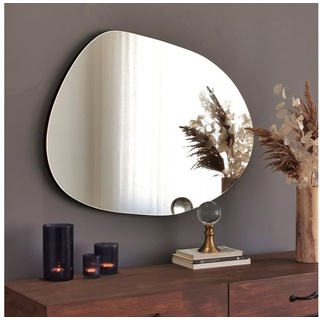 Gozos Spiegel Wandspiegel mit hölzerner Unterseite l Asymmetrischer Spiegel (75 x 55 cm), Mirror Spiegel gerahmt zum Aufhängen Denia - 75 cm x 55 cm