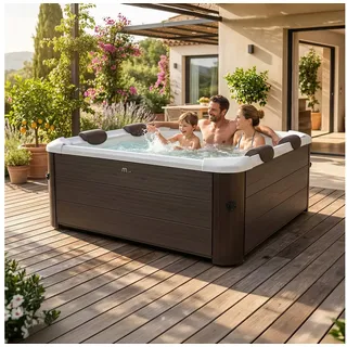 mSpa Whirlpool Frame Tribeca F-TR062W - 6 Personen, Stecksystem mit Einlageplane, (Whirpool Outdoor 6 Personen, App-Steuerung), Luftstrom-Massage, Schnellheizsystem braun