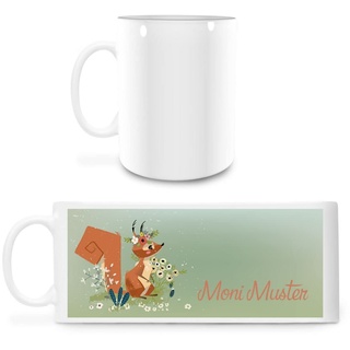Manutextur Tasse mit Namen - personalisiert - Motiv Eichhörnchen 2 - viele Farben & Motive - weiß - persönliches Geschenk mit Wunsch-Motiv und Wunsch-Name