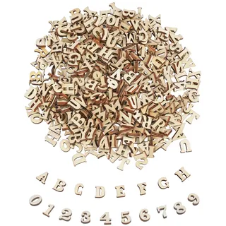 420 Stück Holzbuchstaben und Holzzahlen, 15MM Buchstaben aus Holz (A-Z) | Kleine Holz Zahlen (0-9), Unbearbeitete Kleinbuchstaben zum Basteln, Natürlich Holznummern für DIY Deko Hochzeit Party