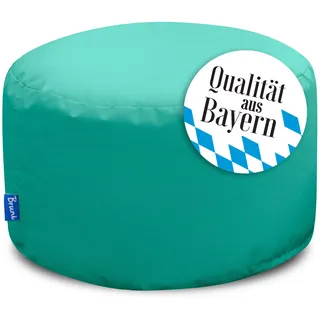 Bruni Pouf Sitzhocker L in Türkis – runder Sitzpouf, Indoor und Outdoor als Fußhocker, Yoga-Sitzkissen, Meditationskissen geeignet, in Deutschland gefertigt