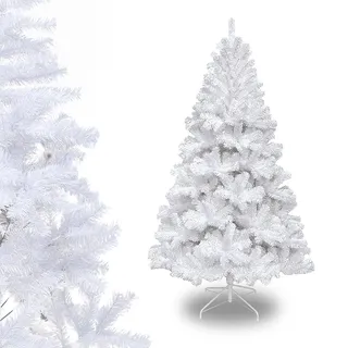 Ansobea Weihnachtsbaum künstlich 150cm Künstlicher Weihnachtsbaum Plastik unechter Tannenbaum 350 Spitzen,Schnellaufbau Klapp,Feuerresistent,inkl.Metall Robuste Christbaum Ständer,weiß