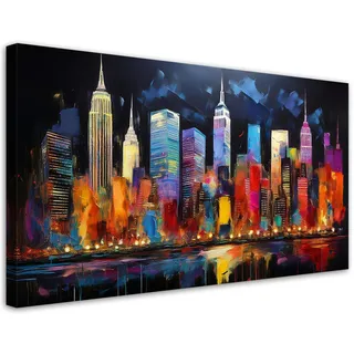 Feeby Leinwandbild, Mehrfarbig, Textil, Grafikmuster, Rechteckig, 120x60 cm, Bilder und Zubehör, Wandbilder, Leinwandbilder