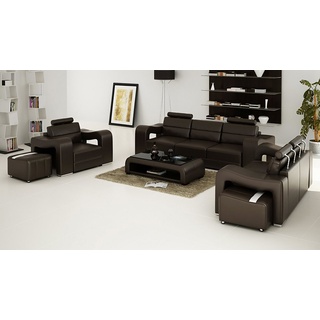 JVmoebel Sofa Braune moderne 3+2+1 Garnitur Leder Sofa Couch Polster Couchen, Made in Europa schwarz