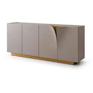 KAWOLA Sideboard EMMA grau Fuß Edelstahl messingfarben