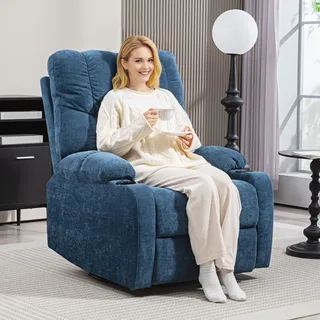 Homcom Relaxsessel Fernsehsessel mit Liegefunktion 96 x 108 x 88 cm Dunkelblau drehbar