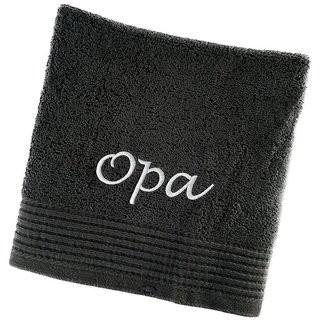 Schnoschi Handtuch Handtuch mit Oma oder Opa bestickt Gästehandtuch Duschtuch Badetuch, hochwertige Bestickung mit Oma oder Opa lila 100 cm x 180 cm