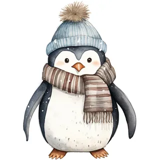 GRAZDesign Wandtattoo Pinguin Blaue Mütze Weihnachten Wandaufkleber Kinderzimmer & Wohnzimmer, Wanddeko als Aufkleber - 57x40cm
