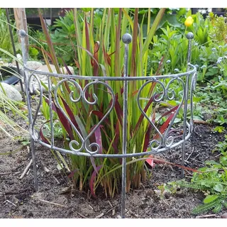 LB H&F Lilienburg Teichfigur Staudenstütze Strauchstütze Pflanzenstütze Pflanzenhalter Rankhilfe, (Pflanzhalter Spalier Rosenstütze Kletterhilfe Pflanzen Sträucher Staude Stütze Halter Staudenring Garten Halterung halbrund Antikstil Deko, Rankgitter Pflanzstütze Staudenbinder Staudenhalter Landhaus Metall), Rankstütze Blumenhalter Blumenstütze Hortensien Buschstütze Stauden grau