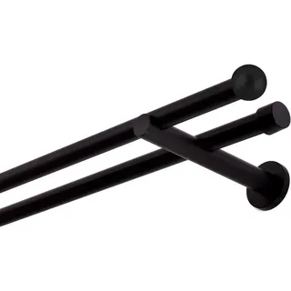 MDEKOR Vorhangstange Kugel 2-läufig Ø 19 mm 120 cm Schwarz
