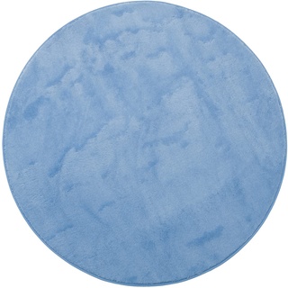 Gözze - Premium Rutschfester Runder Badezimmerteppich, RIO, 100% Microfaser, Ø 110 cm - Blau
