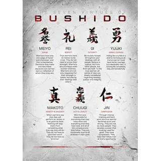 Leinwanddruck Japanischer Bushido-Code, Samurai-Silhouette, Schwarze Poster, Drucke, Leinwanddruck, Wandkunst, Bild Für Zimmer, Heimdekoration, Geschenk, 60 X 90 cm, Ohne Rahmen