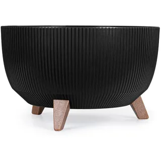 KONZEPT Blumentopf mit Füßen – großer Blumenkübel aus Kunststoff, runde Pflanzschale, 40 oder 47cm, modern & wetterfest, für Innen und Außen schwarz Ø 47 cm