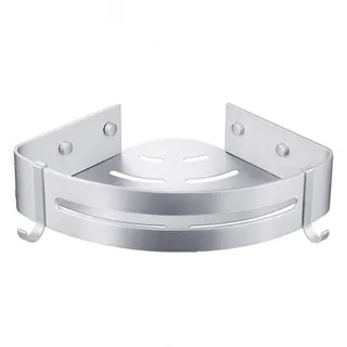 Bogeer Duschregal ohne Bohren, Badezimmer-Eckregal – Aluminium-Dusch-Caddy, Aufbewahrungskorb mit Haken, Badewannen-Duschwanne – Dusch-Organizer Aufbewahrungskorb (einlagig)