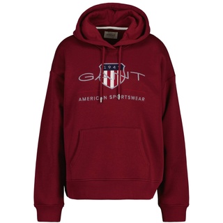 GANT Damen Sweatshirt - REGULAR ARCHIVE SHIELD HOODIE, Kapuzen-Pullover, Logo Rot (Plumped Red) L