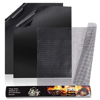 Pritogo BBQ Grillmatte 3er-Set (40 x 33 cm) Backofen Holzkohle Elektro Gas Wiederverwendbar Backmatte zuschneidbar