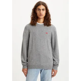 Wollpullover LEVI'S "ORIGINAL HM SWEATER", Herren, Gr. M, grau (grau meliert), Strick, Obermaterial: 80% Wolle, 20% Polyamid, meliert, regular fit normal, Rundhals, Pullover, klassische Rundhalsform