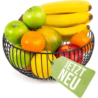 BS Obstkorb – hochwertiger Obstkorb im modernen Stil zur Aufbewahrung von Obst und Gemüse – Obstschale – Brotkorb – Deko für Küche und Haushalt schonend durch weiche Füße (Farbe: Schwarz)