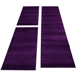 Carpettex Kurzflor-Bettumrandung Unicolor - Einfarbig, Höhe 6 mm, (Bett-Set, 3-tlg., Bettvorlage), Schlafzimmer Teppich Bettumrandung Läufer Set 3 teilig lila