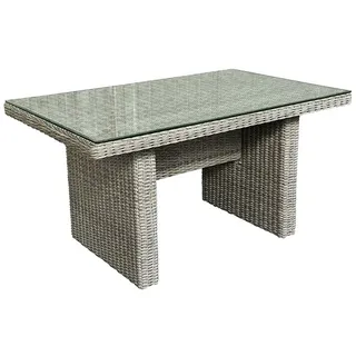 Sunfun Pauline Gartentisch  (L x B x H: 130 x 80 x 68 cm, Polyrattan, Bambusgrau)