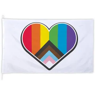 Boland 44661 - Regenbogen LGBTQ Flagge Progress XXL, Größe 200 x 300 cm, Pride, Partydeko, Hängedeko für Mottoparty und CSD