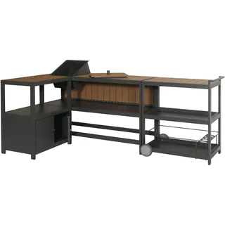 MCW Outdoor Küche MCW-M64 3-teilig 101 x 64 x 46 cm Anthrazit/Helle Holzoptik