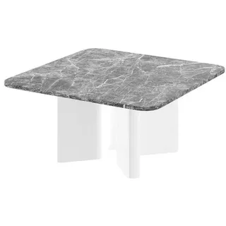 designimpex Couchtisch, Weiß Hochglanz, Grau, Holzwerkstoff, 80x50x80 cm, Wohnzimmer, Wohnzimmertische, Couchtische
