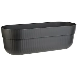 ENGELLAND - 1 x Blumenkasten, Blumentopf, Farbe: Anthrazit, Pflanzkasten mit Wasserspeicher/Drainagesystem und Abstandshalter, 50 cm, PP-Kunststoff, Balkonkasten, länglich, formstabil