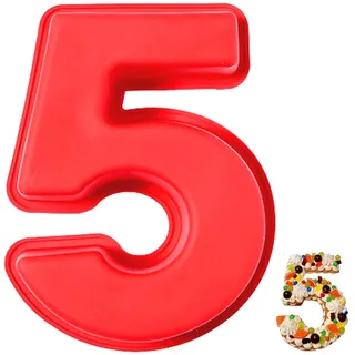 YXHZVON Kuchenform Zahlen Silikon Backform Zahl 5, Groß 3D Number Cake Zahlenbackform, Antihaftige DIY Motivbackformen für Kindergeburtstag, Hochzeit Jubiläum, Geburtstagstorte