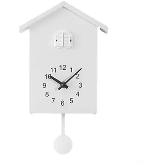 RANRAO Kuckucksuhr, natürliche Vogelstimmen, Anruf, Vogelhaus, Wandkunst, Kuckuck-Wanduhr für Zuhause, Wohnzimmer, Büro, Dekoration (weiß)