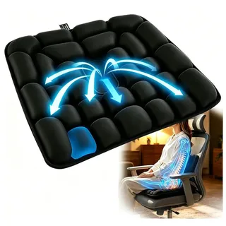 3D Aufblasbares Anti-Dekubitus Kissen - Ergonomisches Sitzkissen für Rückenschmerzen und Hämorrhoiden - Schwarz