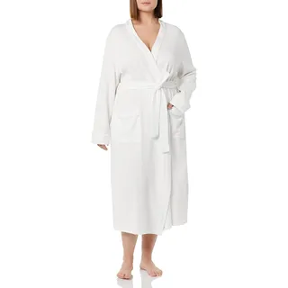 Amazon Essentials Damen Leichter Waffel-Bademantel, Lang (Erhältlich In Übergröße), Weiß, L