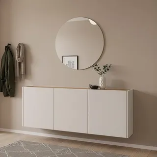 Garderobenset 2-teilig in kaschmir mit Eiche mit Spiegel & Schuhschrank, Modern, LAPUA-01 - Braun