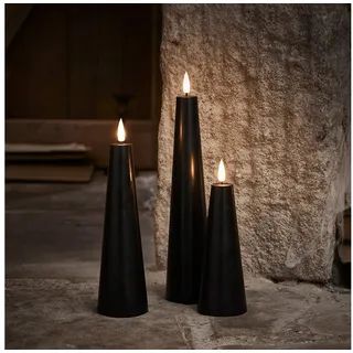 Lights4fun TruGlow LED Kerzen 3 St. schwarz