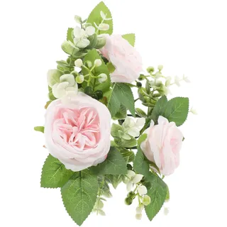 VINTORKY Künstlicher Rosen Kerzenring für Stabkerzen Dekorativer Tischkranz Aus Kunstblumen mit Kirschblüten für Hochzeiten Partys und Festliche Anlässe Durchmesser Farbenfrohe Tischdeko