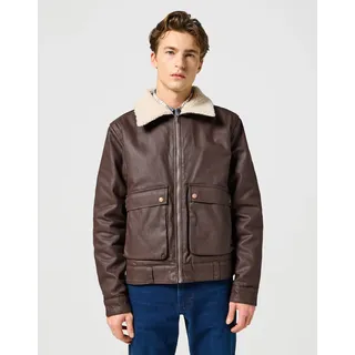 Canvasjacke WRANGLER "WRANGLER AVIATOR", Herren, Gr. L, braun (mole), Obermaterial: 100% Baumwolle, unifarben, regular fit normal, 1-Knopf-Manschette, Jacken, mit Gürtelschlaufen am Saum