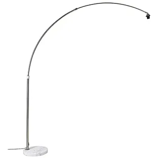 Qazqa - Modern Bogenleuchte I Bogenlampe I Lampe I Leuchte Stahl I Silber I nickel matt mit Marmorsockel weiß verstellbar - XXL I Wohnzimmer I Schlafzimmer - Stahl Länglich - LED geeignet E27