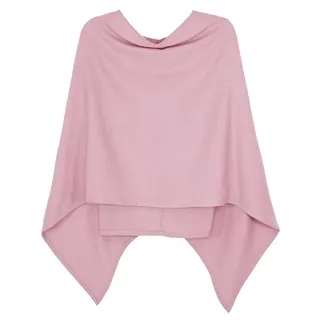 dy_mode Strickponcho Damen Poncho in Unifarben Weiches Strickponcho Cape Herbst Umhang in Unifarbe, Vorne Kurz - Seitlich Lang Schnitt rosa