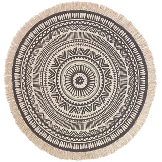 Homescapes Baumwollteppich, Mehrfarbig, Textil, Grafikmuster, Rund, 145x145 cm, Teppiche & Böden, Teppiche, Flachgewebe-Teppiche
