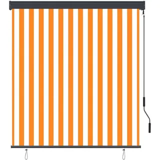 vidaXL Außenrollo 140 x 250 cm Weiß/Orange