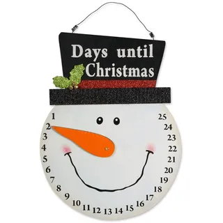 DII Christmas Advent Collection Adventskalender Aufhängen für die Feiertage Holz Wand & Tür Dekoration, Schneemann-Countdown, 16.5x12.75x1