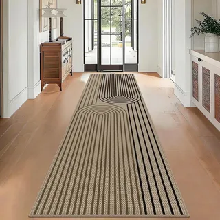 SolidKeus - Teppichläufer für den Flur, Jute-Optik, 80 x 300 cm, waschbar und rutschfest