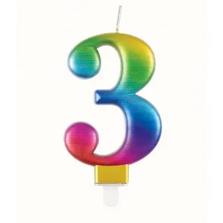 Unique Regenbogen Kerze Zahl 3