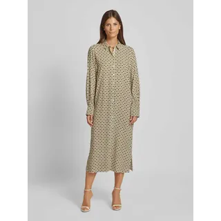 Midikleid mit Umlegekragen, Oliv, M