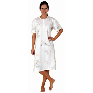 Normann Nachthemd Elegantes frauliches Damen kurzarm Nachthemd mit Knopfleiste am Hals weiß 44-46