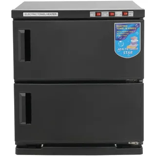 BRRIDE 2-Tür Handtuchwärmer 50L mit UV Sterilisator, Kosmetik Kompressen Towel Handtuch Wärmer Hot Cabinet, Handtuch Erwärmer Schrank für Hotel Barber Friseur Massage SPAs (Schwarz, 2-Tür)