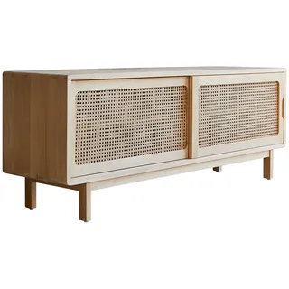 Tikamoon Luis TV-Schrank 140 cm Braun Ulmenholz/Rattangeflecht