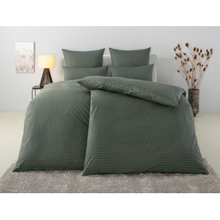 Bettwäsche BRUNO BANANI "Jassen in Gr. 135x200 oder 155x220 cm" Gr. B/L: 200 cm x 200 cm (1 St.), B/L: 80 cm x 80 cm & 80 cm x 80 cm (2 St.), Renforcé, grau (grün, anthrazit) Renforcé-Bettwäsche moderne Bettwäsche aus Baumwolle, mit Streifen-Design