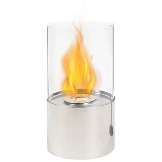 JHY DESIGN Feuerschale 28cm Hoch Tischmodell aus Edelstahl und Glas Kamin Feuerstelle, (1-St), Feuerschale für Garten Hof, Drinnen Silber silberfarben