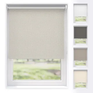 EFIXS Verdunkelungsrollo Silver Reflex mit & ohne Bohren, Breiten: 60-240, Höhe 190 cm, Hier: 220 x 190 cm, Leinen, Premium Rollo Verdunkelung mit Kettenzug, Thermo Rollo zum Klemmen, Thermorollo
